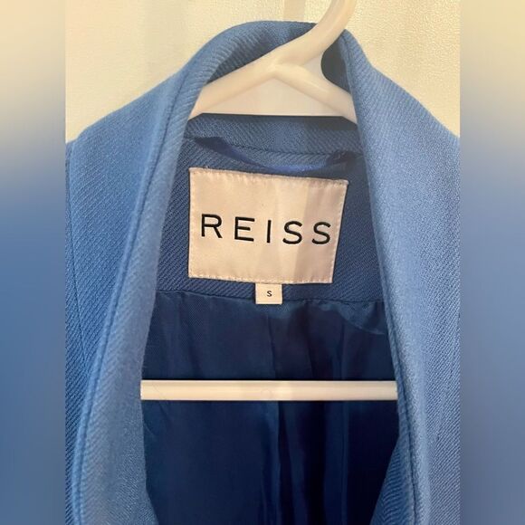 Reiss Wool Blend Pea Coat Royal Blue Size Small - Picture 6 of 7